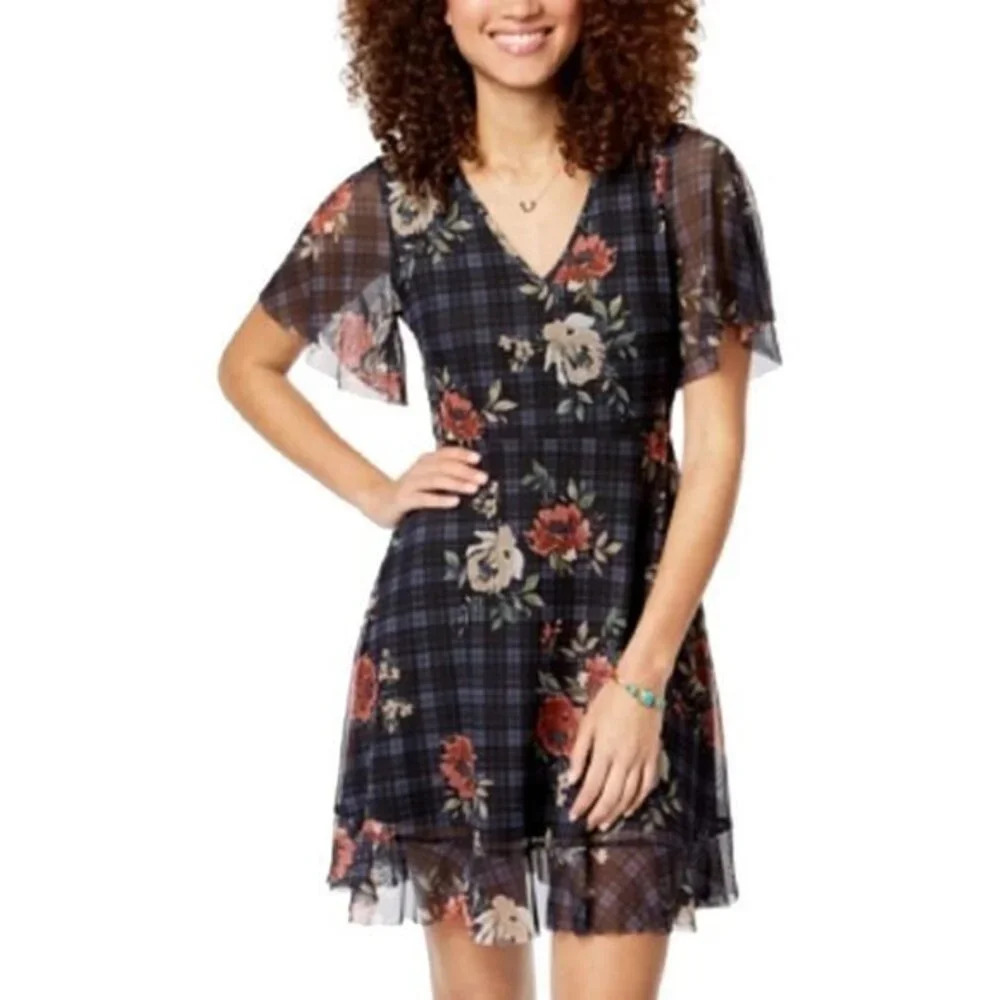 American Rag Tie Back Fit & Flare Dress Printed Floral XXS